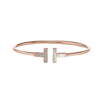 TIFFANY & CO. 18K Rose Gold, Diamond, Mother Of Pearl Bangles Women's Pink Gold
