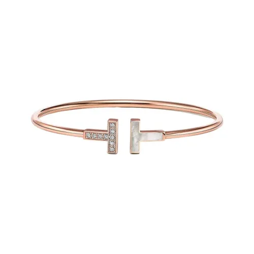 TIFFANY & CO. 18K Rose Gold, Diamond, Mother Of Pearl Bangles Women's Pink Gold