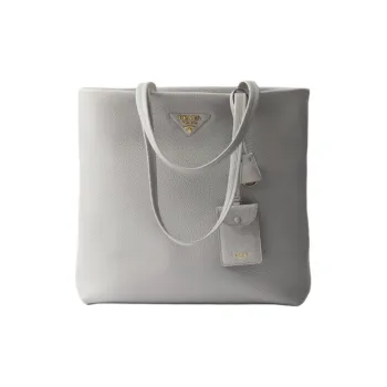 PRADA Calfskin Tote Bag Shopping Bag Shoulder Bag Handbag Large Size Women's Granite Gray