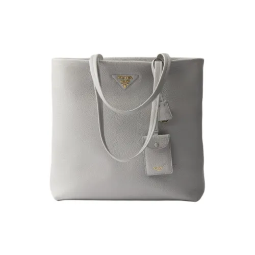 PRADA Calfskin Tote Bag Shopping Bag Shoulder Bag Handbag Large Size Women's Granite Gray