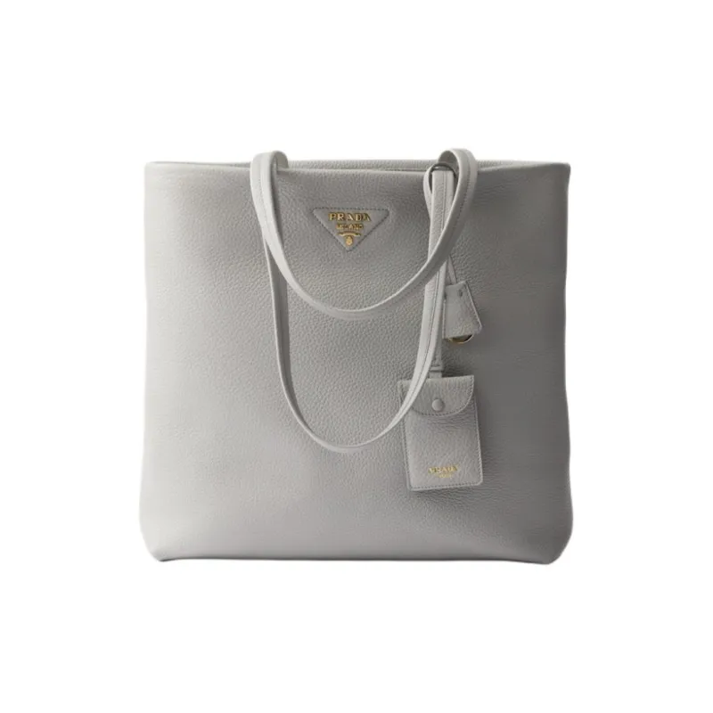 PRADA Calfskin Tote Bag Shopping Bag Shoulder Bag Handbag Large Size Women's Granite Gray-0
