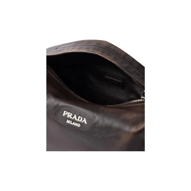 PRADA Lambskin One Shoulder Handbags Regular Women's Dark Brown-4
