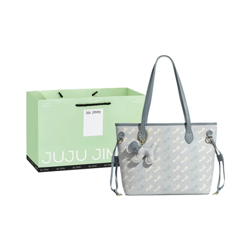 Juju Jimmy PU Handbag, Shoulder Bag Regular Medium Size Women's Ecru/Light Blue-8