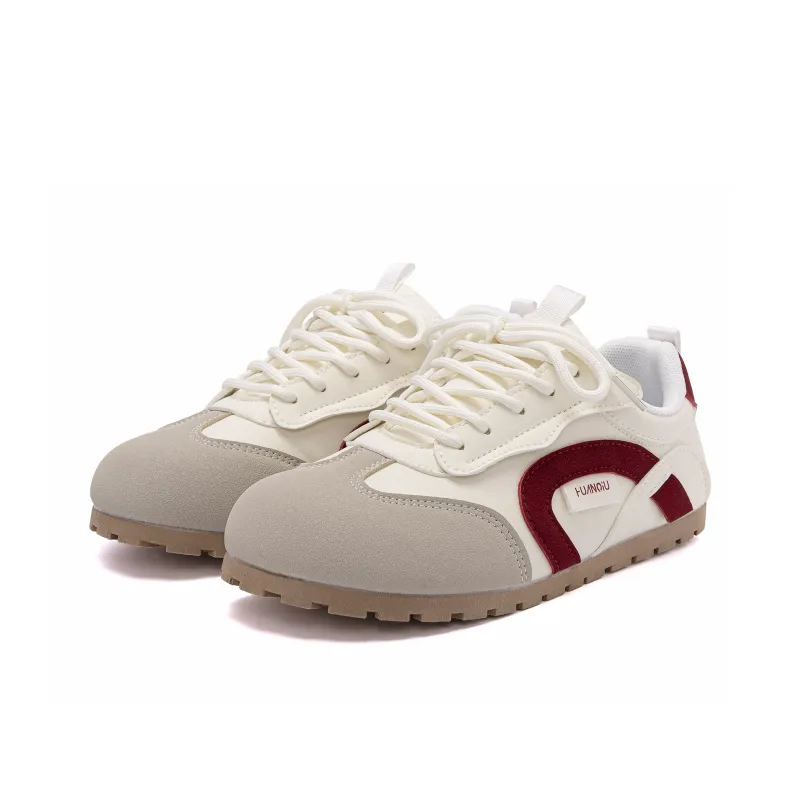 HUANQIU Abrasion Resistant Cushioning Low Top Casual Shoes Women's Beige Red-3