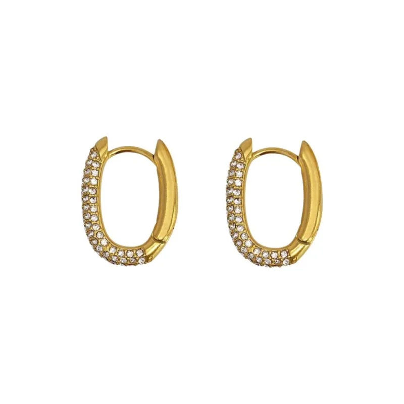 ANARTXY Surgical Steel Zircon Earrings Women's White/Black-0