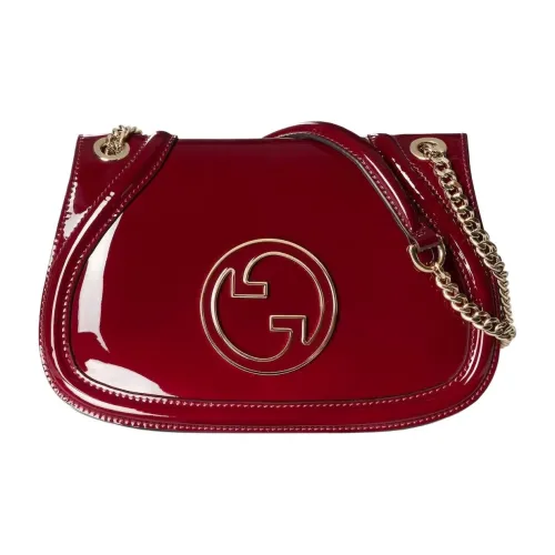 GUCCI Blondie Patent Leather Shoulder Bag Small Size Women's Red