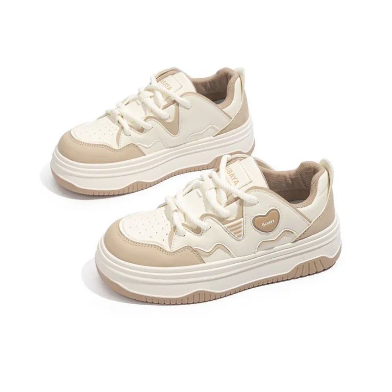 BABAYA KIDS Anti Slip And Wear Resistant Breathable Low Top Skateboard Shoes Women's Khaki-3