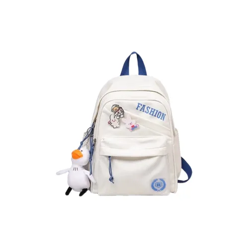 Tonlion Nylon Fabric Backpack Large Size Unisex White/Black