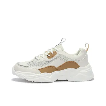 Singing Cushioning Breathable Height Increasing Low Top Chunky Sneakers Unisex Beige Brown