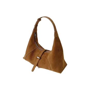 BEMIX PETS Suede Shoulder Bag Medium Size Women's Yellow Brown