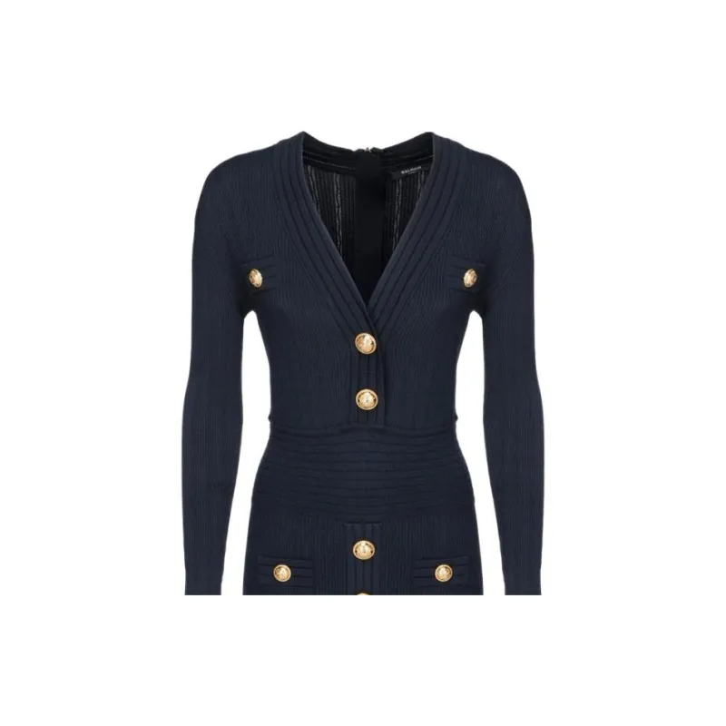 BALMAIN Long-Sleeved Dresses Women's Blue-2