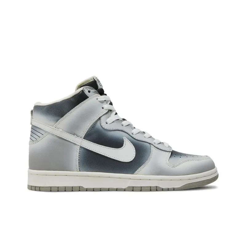 Nike Dunk High Anti Slip Wear Resistant High Top Skateboard Shoes Unisex Gray White-1