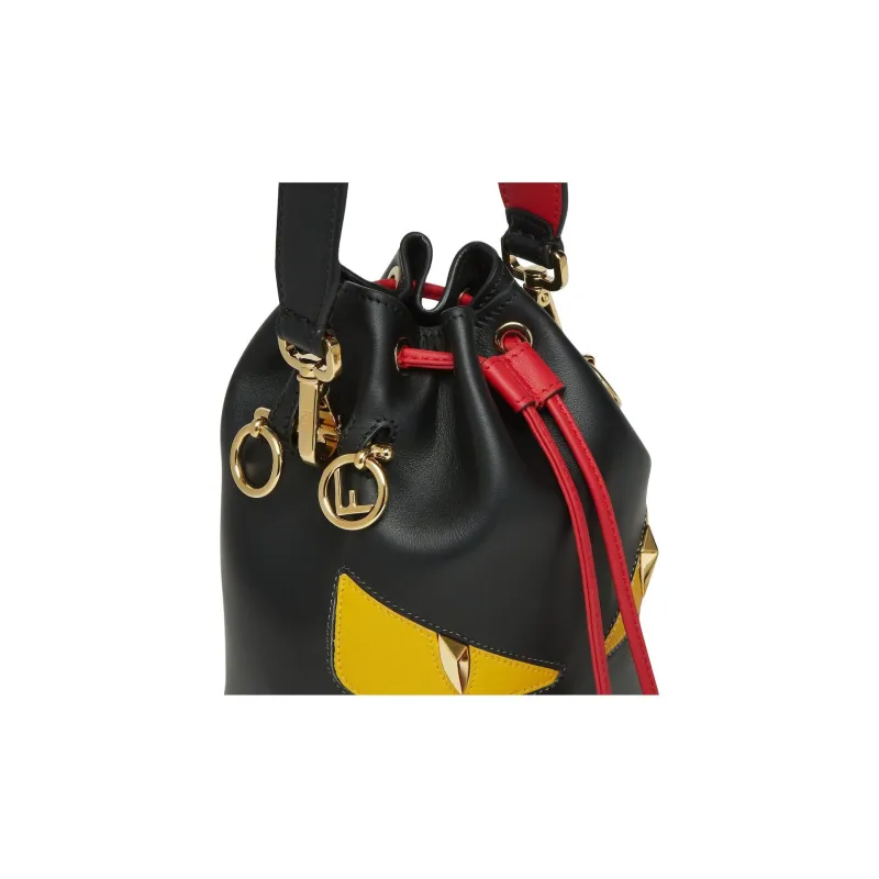 FENDI Mon Tresor Calfskin Bucket Bag, One Shoulder Handbag Mini Women's Black-4