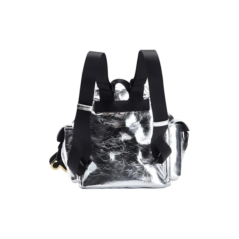 FILA Polyurethane Synthetic Leather Backpack Women's Silver-2