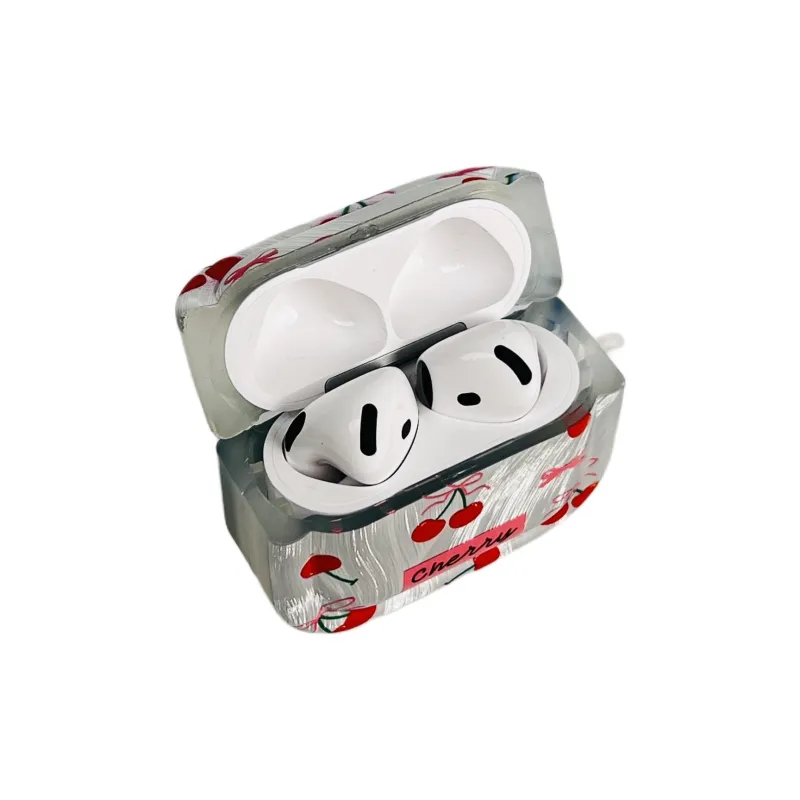 Compatibility With Apple AirPods 4/2/3/4th Generation/AirPods Pro/Pro 2 TPU Camlet Bowknot Cherry Headphone Cases-2