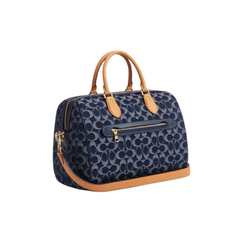 COACH Rowan Fabric Shoulder Bag Crossbody Bag Handbag Large Size Women's Blue-1