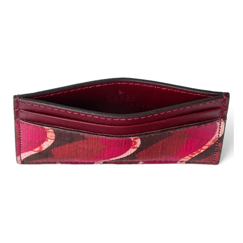 GUCCI GG Supreme Canvas Card Holder Women's Ancora Red-3