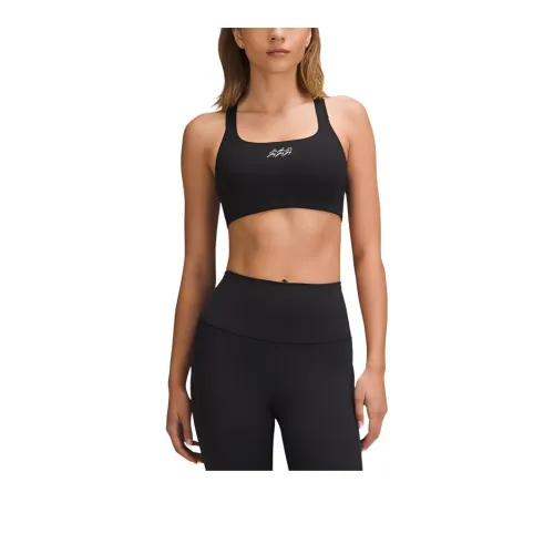 Lululemon Square NeckBraided Sleeve Ultralu Workout Bra B/C Reflective Sports Underwear Women's Black