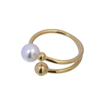 ANARTXY Pearl Rings Women's Silver