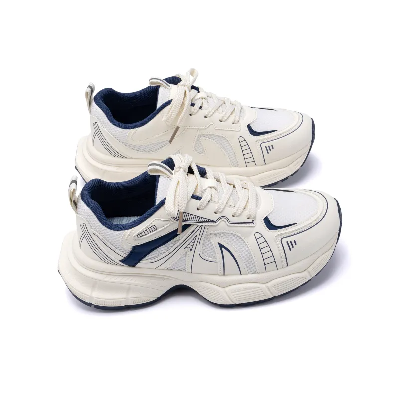 HUANQIU Height Increasing Anti Slip And Wear Resistant Low Top Casual Running Shoes Men's White Blue-4