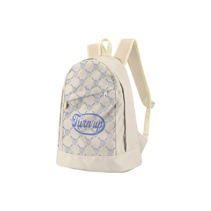 TURN UP Nylon Student Backpack Laptop Bag Regular Unisex Ecru-5