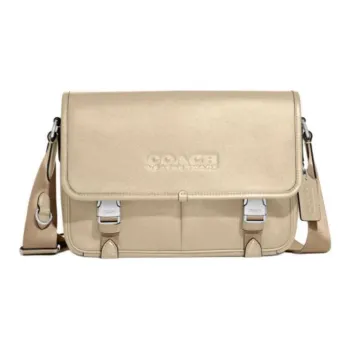 COACH League Leather Messenger Bag, Shoulder Bag, Crossbody Bag Large Size Men's Ivory