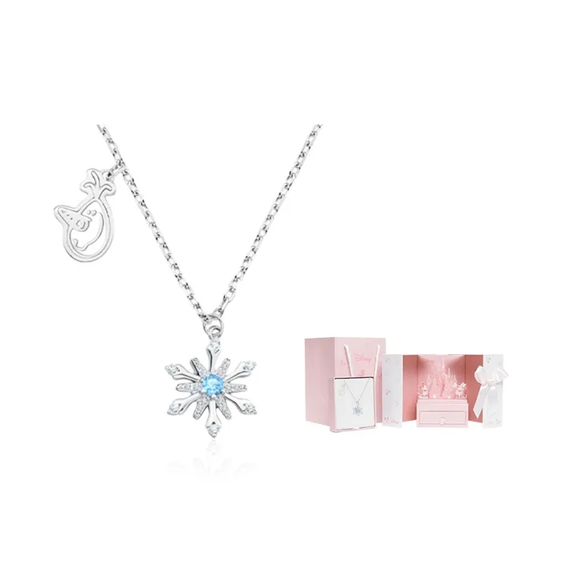 Disney S925 Silver Snowflake Necklace Women's-20