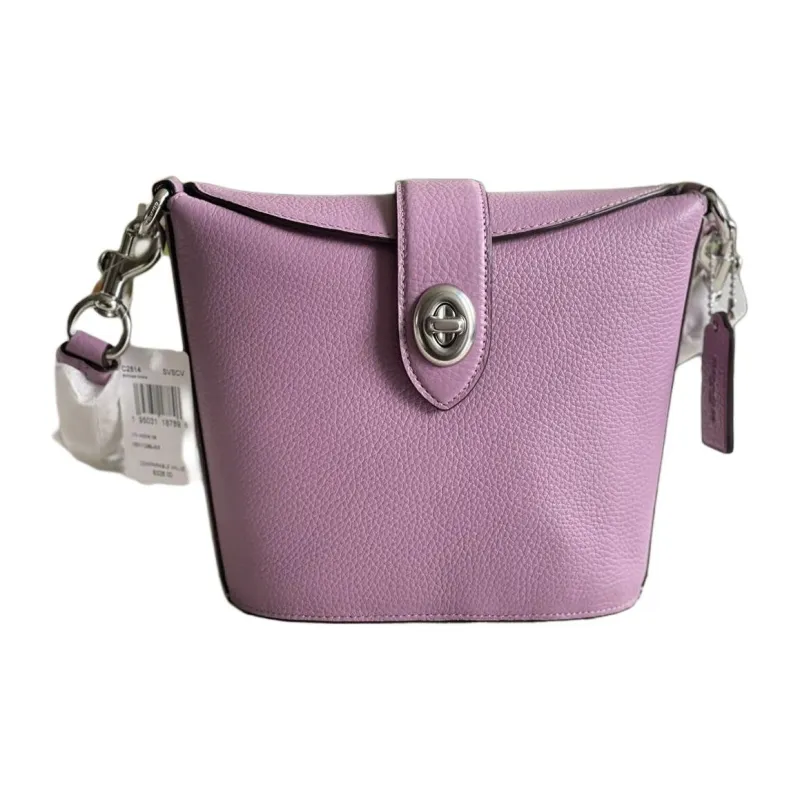 COACH Pebble Texture Cow Leather French Fries Bag, Shoulder Bag, Crossbody Bag Women's Lavender Purple-1