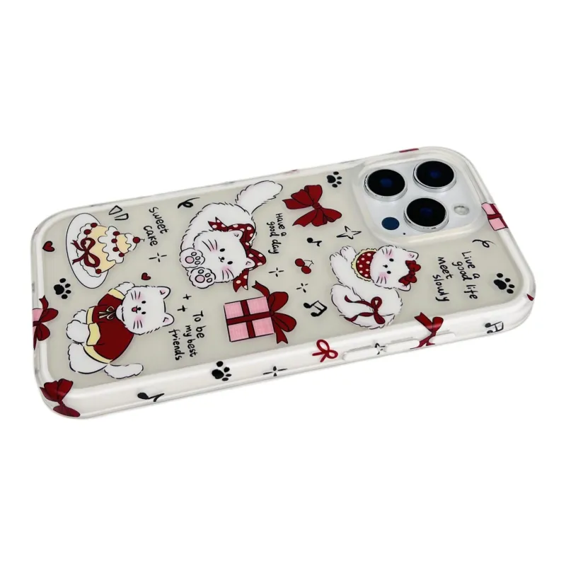 Wei Xin Acrylic Material 2 in 1 Bowknot Cat Phone Cases Compatible With IPhone 16/15 Pro Max/Apple 13/14 Pro/Max-3