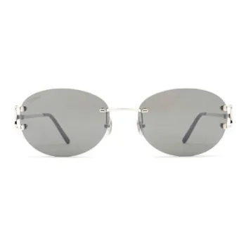 CARTIER Metal Oval Sunglasses Women's Silver
