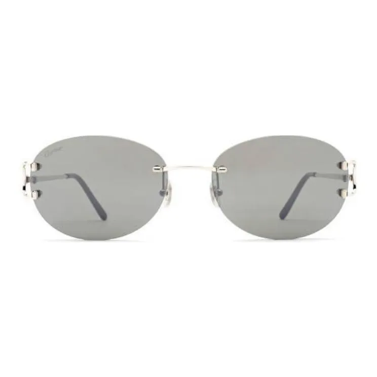 CARTIER Metal Oval Sunglasses Women's Silver-0