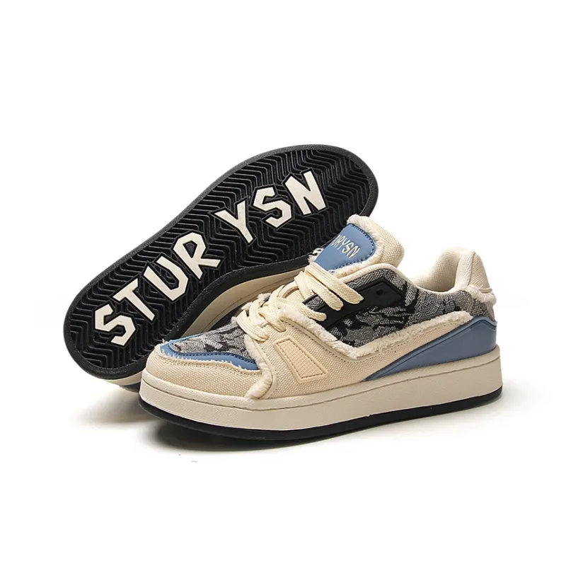 STUR YSN Wear resistant And Lightweight Low Top Skateboard Shoes Women's Denim Blue-6