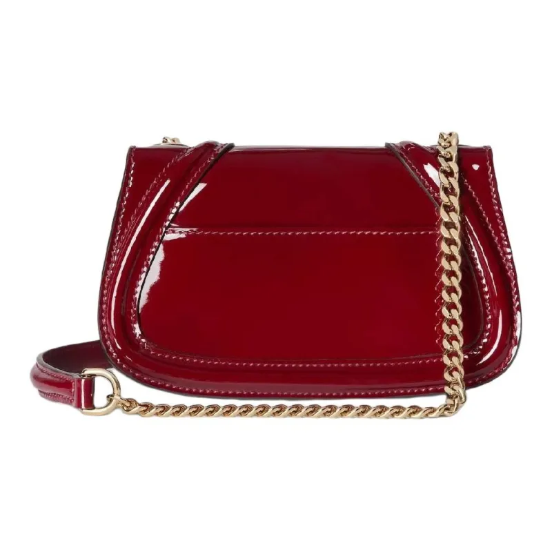 GUCCI Blondie Patent Leather Crossbody Bag Shoulder Bag Mini Women's Red-3