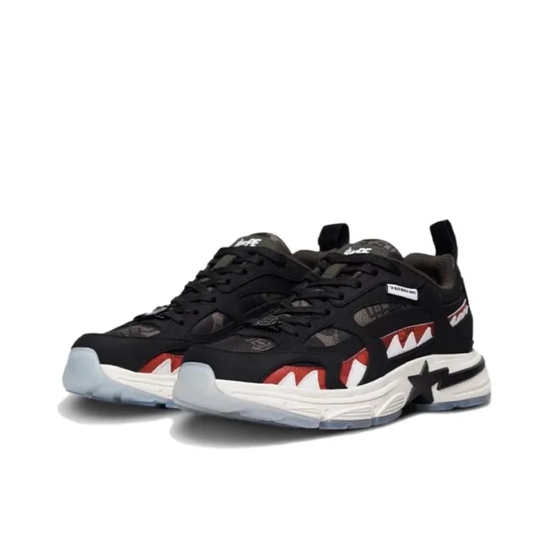CLOT x A BATHING APE SHARK STA Wear Resistant Low Top Casual Shoes Unisex Black-2