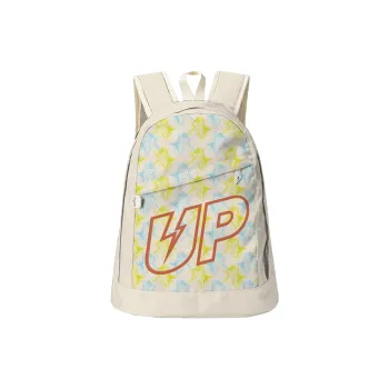 TURN UP Nylon Student Backpack Laptop Bag Regular Unisex Ecru