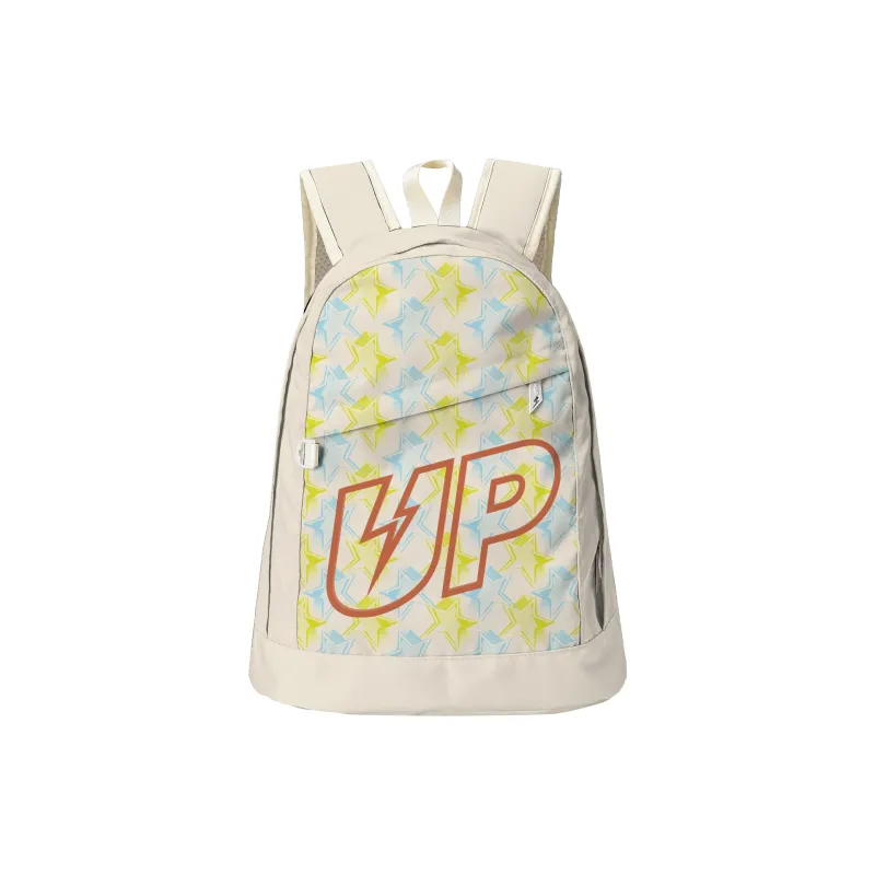 TURN UP Nylon Student Backpack Laptop Bag Regular Unisex Ecru-0
