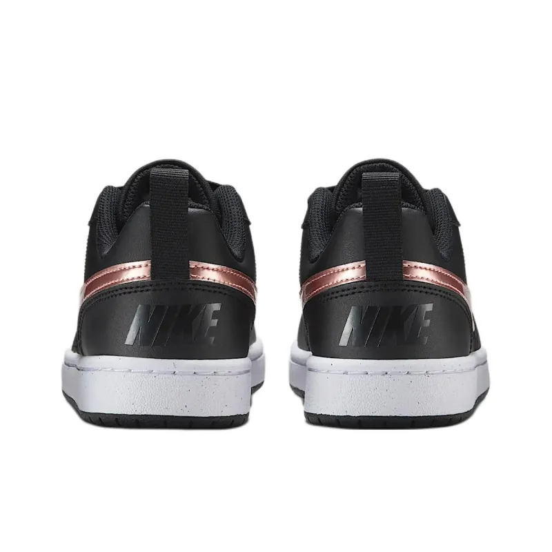 Nike Court Borough Anti Slip Wear Resistant Low Top Kids' Skateboarding Shoes Black Gold Unisex-4