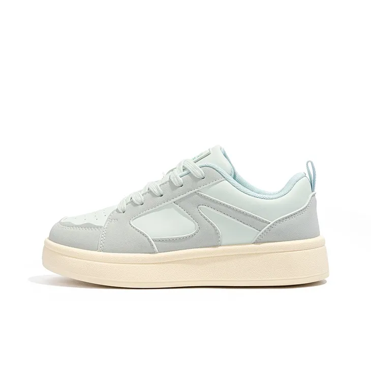Babaya Slip Resistant Lightweight Breathable Low Top Skateboard Shoes Women's Blue Gray-0