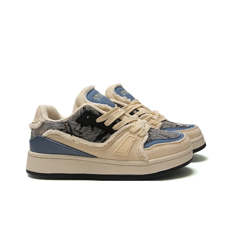 STUR YSN Wear resistant And Lightweight Low Top Skateboard Shoes Women's Denim Blue-3