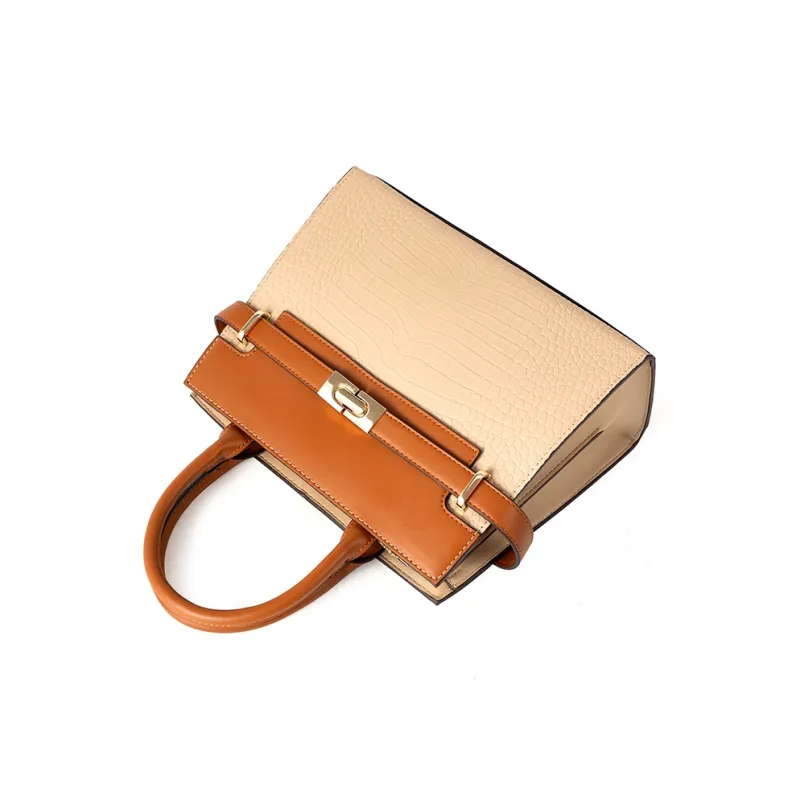Vigno Synthetic Leather Handbag One Shoulder Crossbody Tote Pack Regular Women's Apricot-8