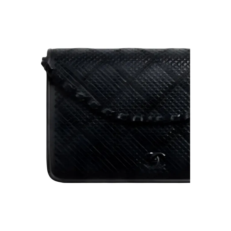 CHANEL WOC Cow Leather Flap Bag, Chain Wallet, Shoulder Bag, Crossbody Bag Medium Size Women's Black-2