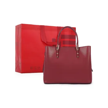 Dubaolu Cow Leather One Shoulder Crossbody Bag Multi Functional Wrist Handbag Large Size Women's Red/Apricot/Black