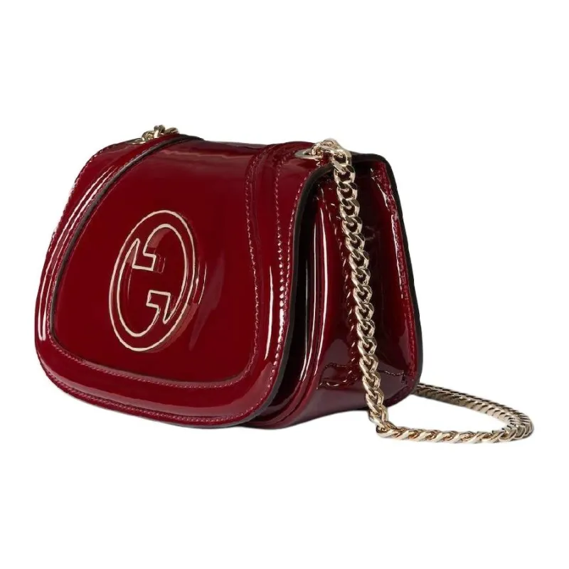 GUCCI Blondie Patent Leather Crossbody Bag Shoulder Bag Mini Women's Red-1