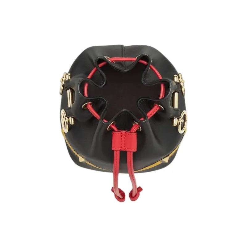 FENDI Mon Tresor Calfskin Bucket Bag, One Shoulder Handbag Mini Women's Black-3