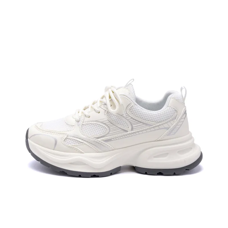 HUANQIU Height Increasing, Lightweight, Breathable, Slip Resistant Low Top Casual Running Shoes Women's Beige-0