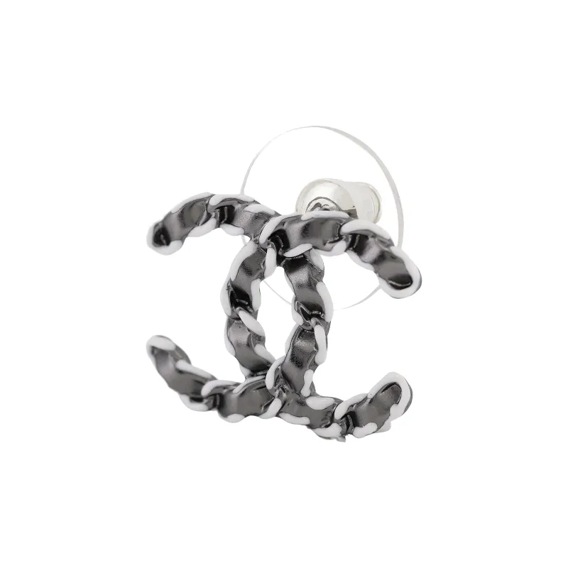 CHANEL Stud Earrings Women's Black-1
