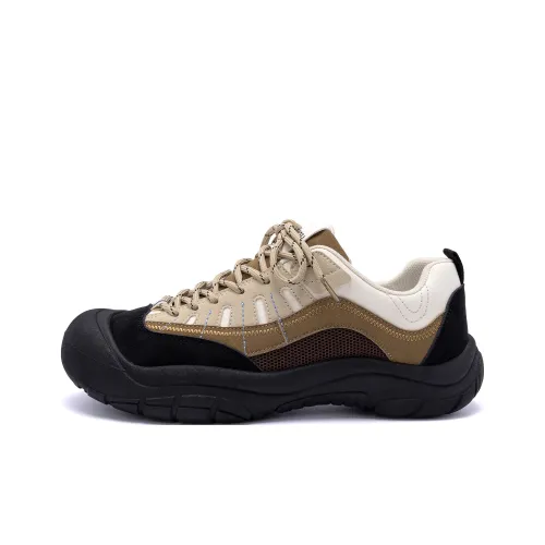 HUANQIU Cushioned Wear Resistant Height Increasing Low Top Casual Shoes Men's Black Khaki