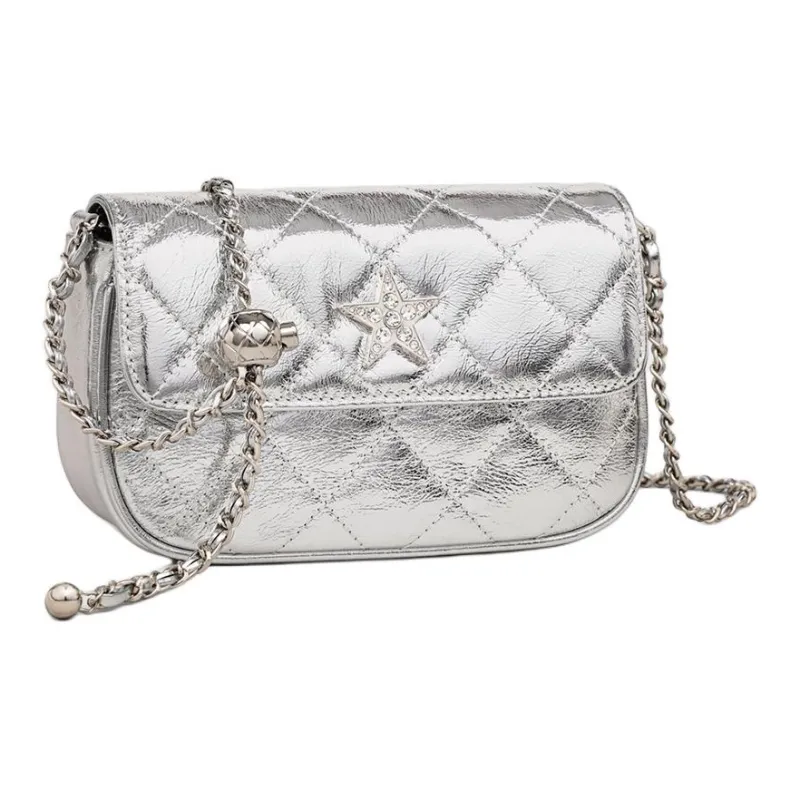 MILLIE'S Cow Leather Shoulder Bag, Crossbody Bag Trumpets Women's Silver-3