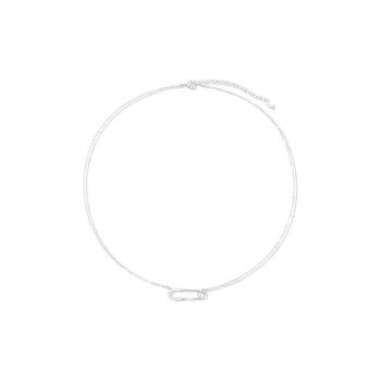 AWE S925 Silver Necklace Plain Chain Luxe Minimalist Style Fall And Winter Collarbone Chain Sweater Accessories Women's