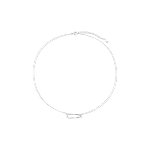 AWE S925 Silver Necklace Plain Chain Luxe Minimalist Style Fall And Winter Collarbone Chain Sweater Accessories Women's